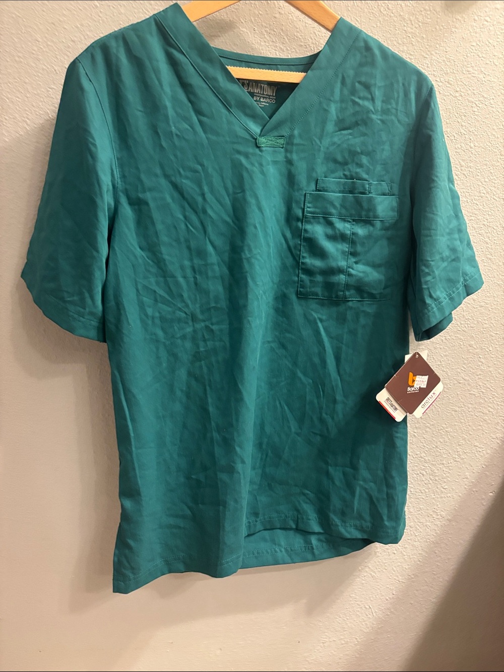 Grey's Anatomy Teal V-Neck Scrub Top with Chest Pocket